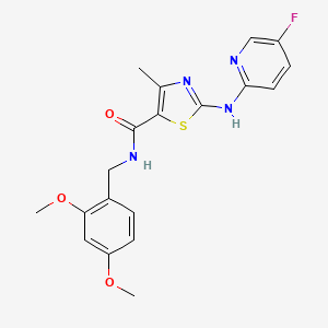 molecular formula C19H19FN4O3S B2798375 N-[(2,4-dimethoxyphenyl)methyl]-2-[(5-fluoropyridin-2-yl)amino]-4-methyl-1,3-thiazole-5-carboxamide CAS No. 1251617-35-2