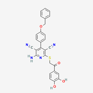 2-Amino-6-[2-(3,4-dihydroxyphenyl)-2-oxoethyl]sulfanyl-4-(4-phenylmethoxyphenyl)pyridine-3,5-dicarbonitrile