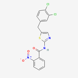 molecular formula C17H11Cl2N3O3S B2798384 N-{5-[(3,4-Dichlorophenyl)methyl]-1,3-thiazol-2-YL}-2-nitrobenzamide CAS No. 304677-12-1