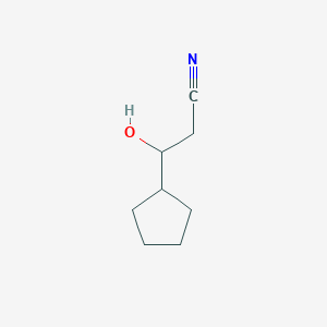 molecular formula C8H13NO B2798386 3-Cyclopentyl-3-hydroxypropanenitrile CAS No. 906453-83-6