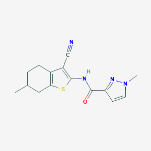 molecular formula C15H16N4OS B279839 N-(3-cyano-6-methyl-4,5,6,7-tetrahydro-1-benzothiophen-2-yl)-1-methyl-1H-pyrazole-3-carboxamide 
