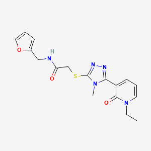 2-((5-(1-ethyl-2-oxo-1,2-dihydropyridin-3-yl)-4-methyl-4H-1,2,4-triazol-3-yl)thio)-N-(furan-2-ylmethyl)acetamide