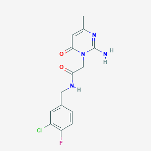 2-[2-amino-4-methyl-6-oxo-1(6H)-pyrimidinyl]-N~1~-(3-chloro-4-fluorobenzyl)acetamide