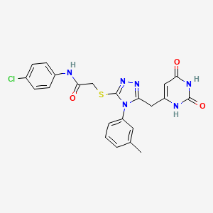 molecular formula C22H19ClN6O3S B2798416 N-(4-chlorophenyl)-2-({5-[(2,6-dioxo-1,2,3,6-tetrahydropyrimidin-4-yl)methyl]-4-(3-methylphenyl)-4H-1,2,4-triazol-3-yl}sulfanyl)acetamide CAS No. 852047-58-6