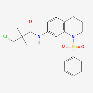 molecular formula C20H23ClN2O3S B2798426 N-[1-(benzenesulfonyl)-1,2,3,4-tetrahydroquinolin-7-yl]-3-chloro-2,2-dimethylpropanamide CAS No. 946298-44-8