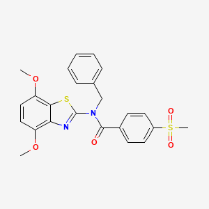 molecular formula C24H22N2O5S2 B2798448 N-benzyl-N-(4,7-dimethoxybenzo[d]thiazol-2-yl)-4-(methylsulfonyl)benzamide CAS No. 942002-73-5