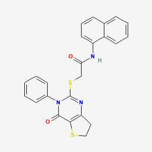 molecular formula C24H19N3O2S2 B2798453 N-(naphthalen-1-yl)-2-((4-oxo-3-phenyl-3,4,6,7-tetrahydrothieno[3,2-d]pyrimidin-2-yl)thio)acetamide CAS No. 686770-71-8