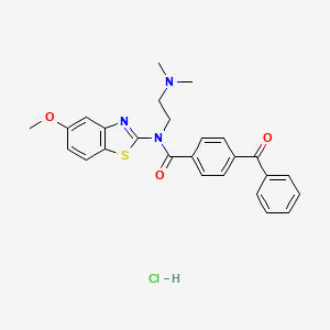 molecular formula C26H26ClN3O3S B2798463 4-benzoyl-N-(2-(dimethylamino)ethyl)-N-(5-methoxybenzo[d]thiazol-2-yl)benzamide hydrochloride CAS No. 1216457-36-1