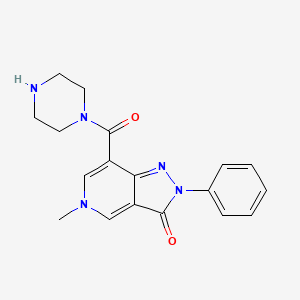 molecular formula C18H19N5O2 B2798472 5-methyl-2-phenyl-7-(piperazine-1-carbonyl)-2H,3H,5H-pyrazolo[4,3-c]pyridin-3-one CAS No. 1105191-80-7