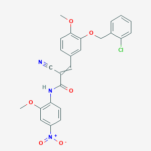 molecular formula C25H20ClN3O6 B2798484 3-[3-[(2-chlorophenyl)methoxy]-4-methoxyphenyl]-2-cyano-N-(2-methoxy-4-nitrophenyl)prop-2-enamide CAS No. 380568-00-3
