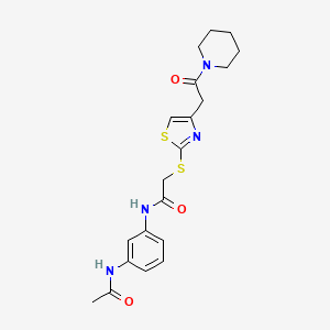 N-(3-acetamidophenyl)-2-((4-(2-oxo-2-(piperidin-1-yl)ethyl)thiazol-2-yl)thio)acetamide