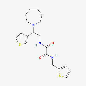 molecular formula C19H25N3O2S2 B2798494 N'-[2-(azepan-1-yl)-2-(thiophen-3-yl)ethyl]-N-[(thiophen-2-yl)methyl]ethanediamide CAS No. 946303-77-1