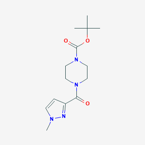 molecular formula C14H22N4O3 B279851 TERT-BUTYL 4-[(1-METHYL-1H-PYRAZOL-3-YL)CARBONYL]TETRAHYDRO-1(2H)-PYRAZINECARBOXYLATE 