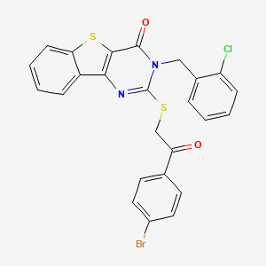 2-[2-(4-Bromophenyl)-2-oxoethyl]sulfanyl-3-[(2-chlorophenyl)methyl]-[1]benzothiolo[3,2-d]pyrimidin-4-one