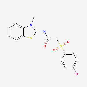 (E)-2-((4-fluorophenyl)sulfonyl)-N-(3-methylbenzo[d]thiazol-2(3H)-ylidene)acetamide