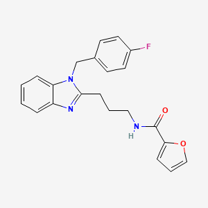 molecular formula C22H20FN3O2 B2798549 N-(3-{1-[(4-fluorophenyl)methyl]-1H-1,3-benzodiazol-2-yl}propyl)furan-2-carboxamide CAS No. 889954-65-8