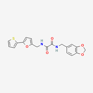molecular formula C19H16N2O5S B2798555 N'-[(2H-1,3-benzodioxol-5-yl)methyl]-N-{[5-(thiophen-2-yl)furan-2-yl]methyl}ethanediamide CAS No. 2034593-58-1