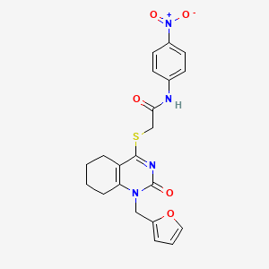 molecular formula C21H20N4O5S B2798584 2-((1-(furan-2-ylmethyl)-2-oxo-1,2,5,6,7,8-hexahydroquinazolin-4-yl)thio)-N-(4-nitrophenyl)acetamide CAS No. 900000-09-1
