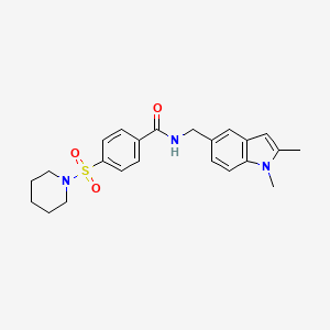 molecular formula C23H27N3O3S B2798589 N-[(1,2-dimethylindol-5-yl)methyl]-4-piperidin-1-ylsulfonylbenzamide CAS No. 852137-82-7