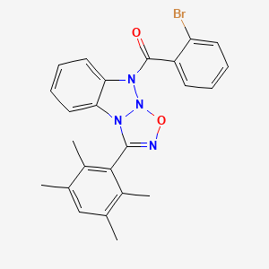 molecular formula C24H21BrN4O2 B2798627 (2-bromophenyl)(3-(2,3,5,6-tetramethylphenyl)-9H-benzo[4,5][1,2,3]triazolo[2,1-b][1,2,3,5]oxatriazol-9-yl)methanone CAS No. 391218-41-0