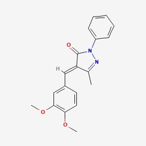 molecular formula C19H18N2O3 B2798633 4-(3,4-Dimethoxy-benzylidene)-5-methyl-2-phenyl-2,4-dihydro-pyrazol-3-one CAS No. 292160-91-9