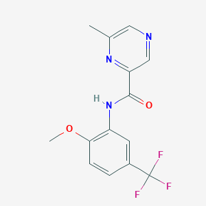 molecular formula C14H12F3N3O2 B2798676 N-[2-methoxy-5-(trifluoromethyl)phenyl]-6-methylpyrazine-2-carboxamide CAS No. 2415541-27-2