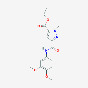 molecular formula C16H19N3O5 B279869 ethyl 3-[(3,4-dimethoxyanilino)carbonyl]-1-methyl-1H-pyrazole-5-carboxylate 
