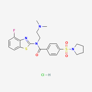 molecular formula C22H26ClFN4O3S2 B2798695 N-(2-(dimethylamino)ethyl)-N-(4-fluorobenzo[d]thiazol-2-yl)-4-(pyrrolidin-1-ylsulfonyl)benzamide hydrochloride CAS No. 1321942-45-3