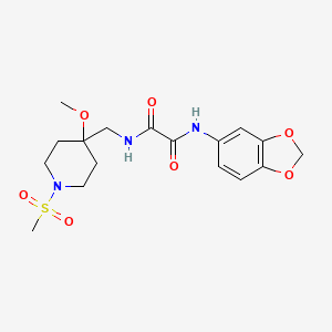 molecular formula C17H23N3O7S B2798700 N-(2H-1,3-benzodioxol-5-yl)-N'-[(1-methanesulfonyl-4-methoxypiperidin-4-yl)methyl]ethanediamide CAS No. 2415569-07-0