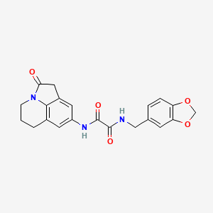 molecular formula C21H19N3O5 B2798701 N'-[(2H-1,3-benzodioxol-5-yl)methyl]-N-{2-oxo-1-azatricyclo[6.3.1.0^{4,12}]dodeca-4,6,8(12)-trien-6-yl}ethanediamide CAS No. 898411-26-2