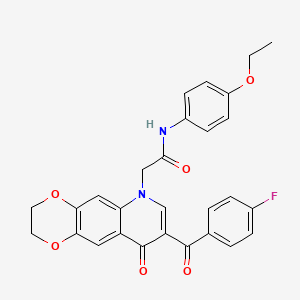 molecular formula C28H23FN2O6 B2798746 N-(4-ethoxyphenyl)-2-[8-(4-fluorobenzoyl)-9-oxo-2H,3H,6H,9H-[1,4]dioxino[2,3-g]quinolin-6-yl]acetamide CAS No. 866588-64-9