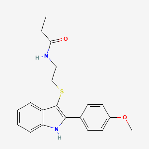 molecular formula C20H22N2O2S B2798772 N-(2-{[2-(4-Methoxyphenyl)-1H-indol-3-YL]sulfanyl}ethyl)propanamide CAS No. 850917-00-9