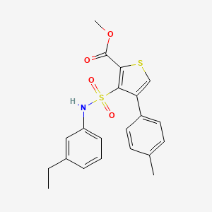 molecular formula C21H21NO4S2 B2798783 Methyl 3-[(3-ethylphenyl)sulfamoyl]-4-(4-methylphenyl)thiophene-2-carboxylate CAS No. 941978-44-5