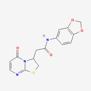 molecular formula C15H13N3O4S B2798797 N-(2H-1,3-benzodioxol-5-yl)-2-{5-oxo-2H,3H,5H-[1,3]thiazolo[3,2-a]pyrimidin-3-yl}acetamide CAS No. 946211-51-4