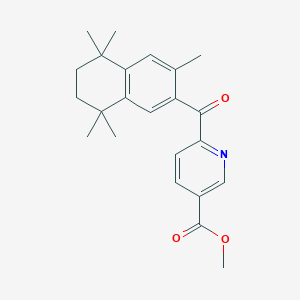 molecular formula C23H27NO3 B027988 6-[(3,5,5,8,8-Pentamethyl-5,6,7,8-tetrahydronaphthalen-2-yl)carbonyl] Nicotinic Acid Methyl Ester CAS No. 153559-92-3