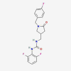 molecular formula C19H18F3N3O2 B2798801 1-(2,6-Difluorophenyl)-3-((1-(4-fluorobenzyl)-5-oxopyrrolidin-3-yl)methyl)urea CAS No. 946352-03-0