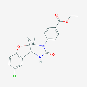 molecular formula C20H19ClN2O4 B2798819 ethyl 4-(8-chloro-2-methyl-4-oxo-5,6-dihydro-2H-2,6-methano-1,3,5-benzoxadiazocin-3(4H)-yl)benzoate CAS No. 899986-50-6