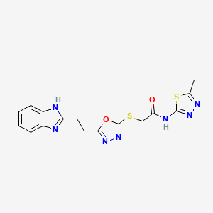 2-((5-(2-(1H-benzo[d]imidazol-2-yl)ethyl)-1,3,4-oxadiazol-2-yl)thio)-N-(5-methyl-1,3,4-thiadiazol-2-yl)acetamide