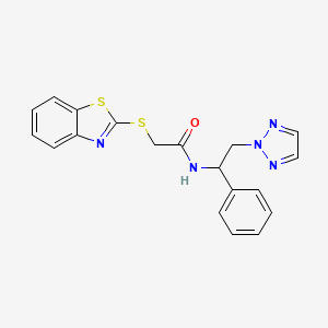 2-(benzo[d]thiazol-2-ylthio)-N-(1-phenyl-2-(2H-1,2,3-triazol-2-yl)ethyl)acetamide