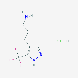 3-[3-(trifluoromethyl)-1H-pyrazol-4-yl]propan-1-amine hydrochloride
