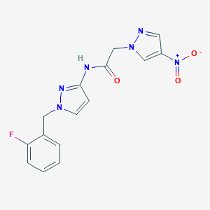 molecular formula C15H13FN6O3 B279887 N~1~-[1-(2-FLUOROBENZYL)-1H-PYRAZOL-3-YL]-2-(4-NITRO-1H-PYRAZOL-1-YL)ACETAMIDE 