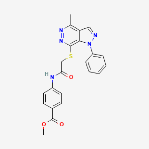molecular formula C22H19N5O3S B2798886 methyl 4-(2-((4-methyl-1-phenyl-1H-pyrazolo[3,4-d]pyridazin-7-yl)thio)acetamido)benzoate CAS No. 1105234-94-3