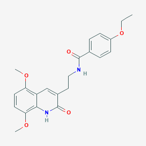 molecular formula C22H24N2O5 B2798912 N-[2-(5,8-dimethoxy-2-oxo-1,2-dihydroquinolin-3-yl)ethyl]-4-ethoxybenzamide CAS No. 851403-82-2