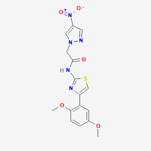 molecular formula C16H15N5O5S B279893 N-[4-(2,5-dimethoxyphenyl)-1,3-thiazol-2-yl]-2-(4-nitro-1H-pyrazol-1-yl)acetamide 