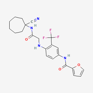 molecular formula C22H23F3N4O3 B2798969 N-[4-({[(1-cyanocycloheptyl)carbamoyl]methyl}amino)-3-(trifluoromethyl)phenyl]furan-2-carboxamide CAS No. 1294934-40-9