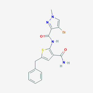 molecular formula C17H15BrN4O2S B279897 N-[3-(aminocarbonyl)-5-benzyl-2-thienyl]-4-bromo-1-methyl-1H-pyrazole-3-carboxamide 