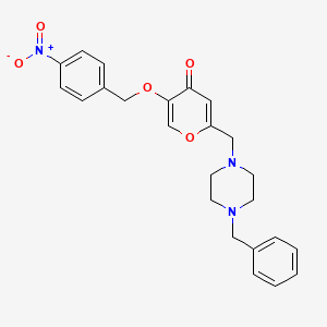 molecular formula C24H25N3O5 B2798971 2-((4-benzylpiperazin-1-yl)methyl)-5-((4-nitrobenzyl)oxy)-4H-pyran-4-one CAS No. 898456-81-0