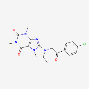 molecular formula C18H16ClN5O3 B2798987 8-[2-(4-chlorophenyl)-2-oxoethyl]-1,3,7-trimethyl-1H,2H,3H,4H,8H-imidazo[1,2-g]purine-2,4-dione CAS No. 878735-45-6