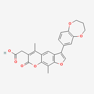 molecular formula C24H20O7 B2798988 [3-(3,4-dihydro-2H-1,5-benzodioxepin-7-yl)-5,9-dimethyl-7-oxo-7H-furo[3,2-g]chromen-6-yl]acetic acid CAS No. 1190244-15-5