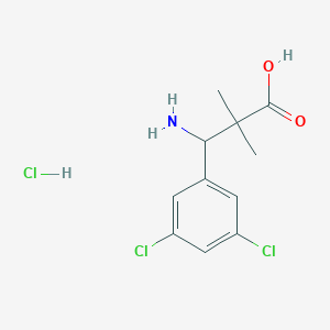 molecular formula C11H14Cl3NO2 B2798997 3-Amino-3-(3,5-dichlorophenyl)-2,2-dimethylpropanoic acid hydrochloride CAS No. 1955553-88-4